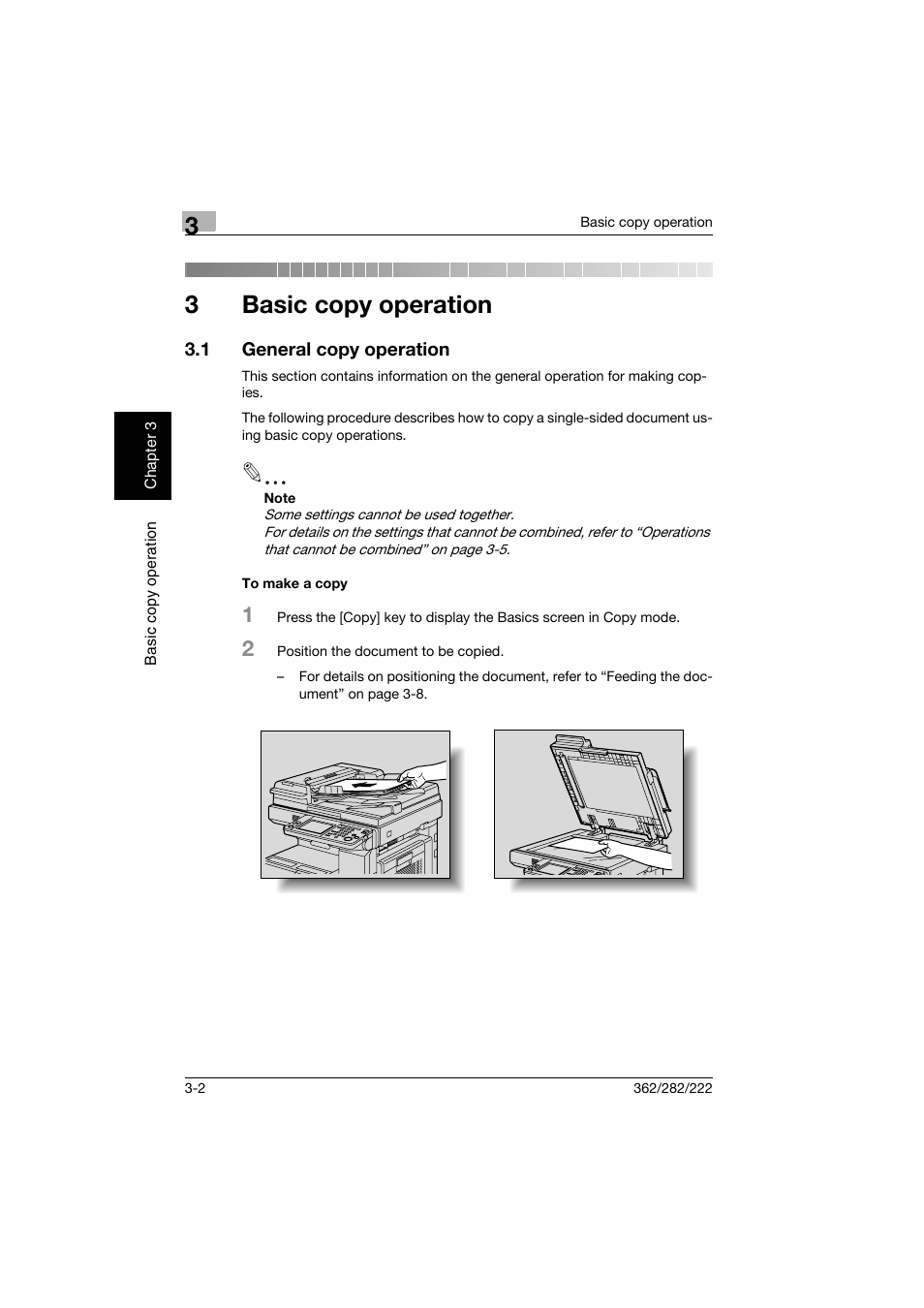 3 basic copy operation, 1 general copy operation, To make a copy | Basic copy operation, General copy operation -2, To make a copy -2, To “general, 3basic copy operation | Konica Minolta bizhub 282 User Manual | Page 117 / 424