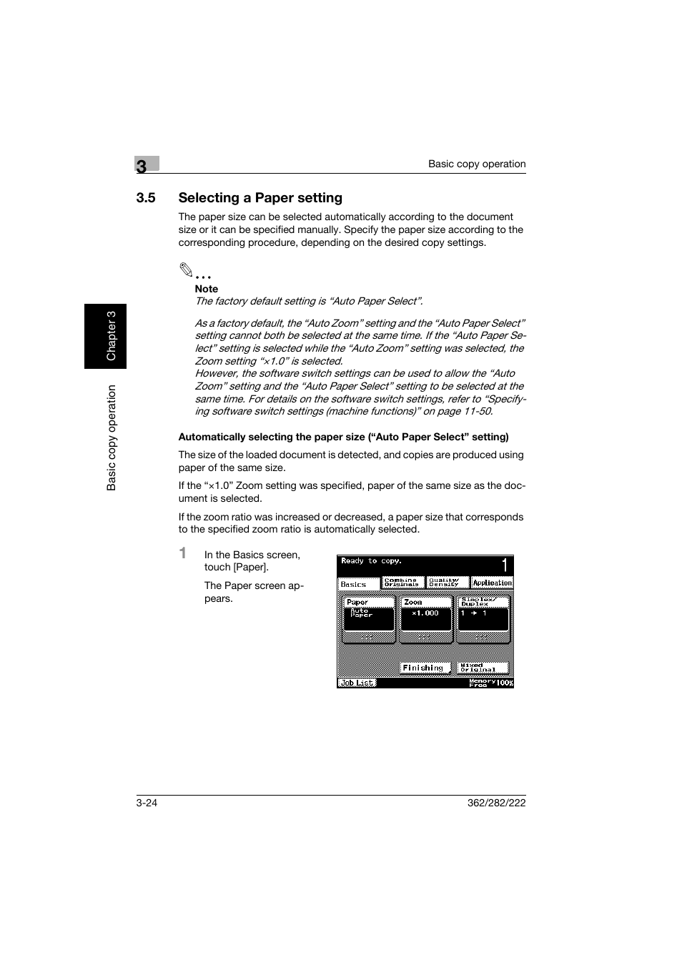5 selecting a paper setting, Selecting a paper setting -24 | Konica Minolta bizhub 282 User Manual | Page 139 / 424