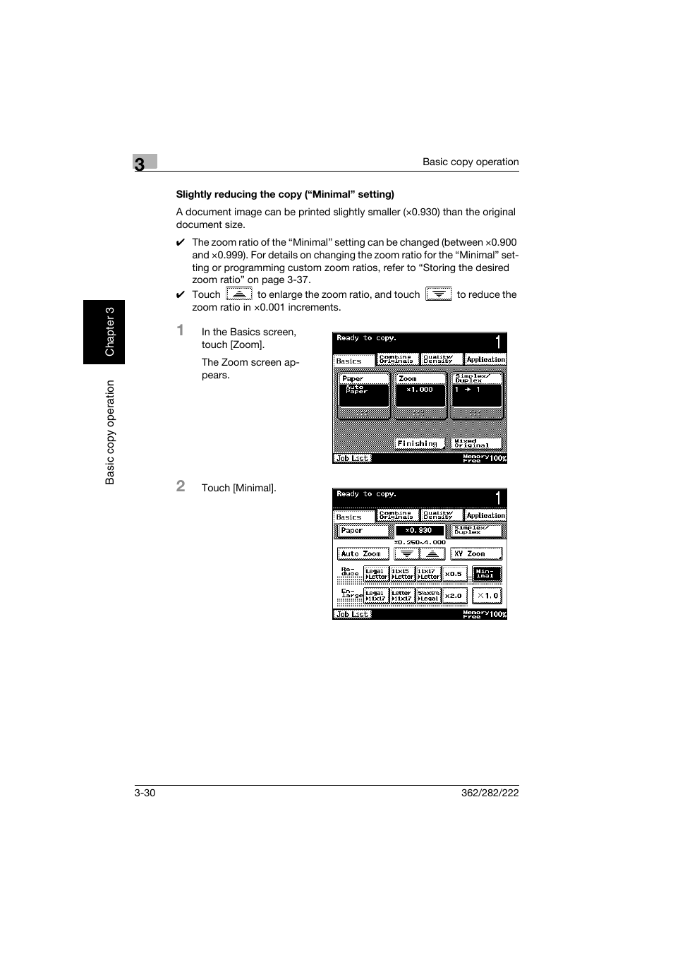 Slightly reducing the copy (“minimal” setting), Slightly reducing the copy (“minimal” setting) -30 | Konica Minolta bizhub 282 User Manual | Page 145 / 424