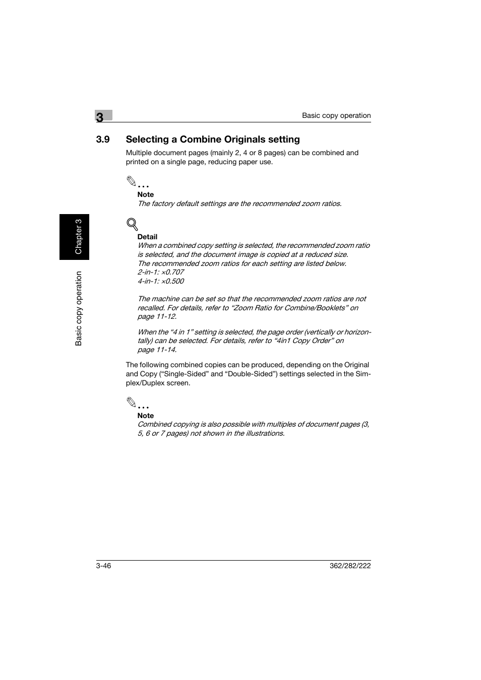 9 selecting a combine originals setting, Selecting a combine originals setting -46 | Konica Minolta bizhub 282 User Manual | Page 161 / 424
