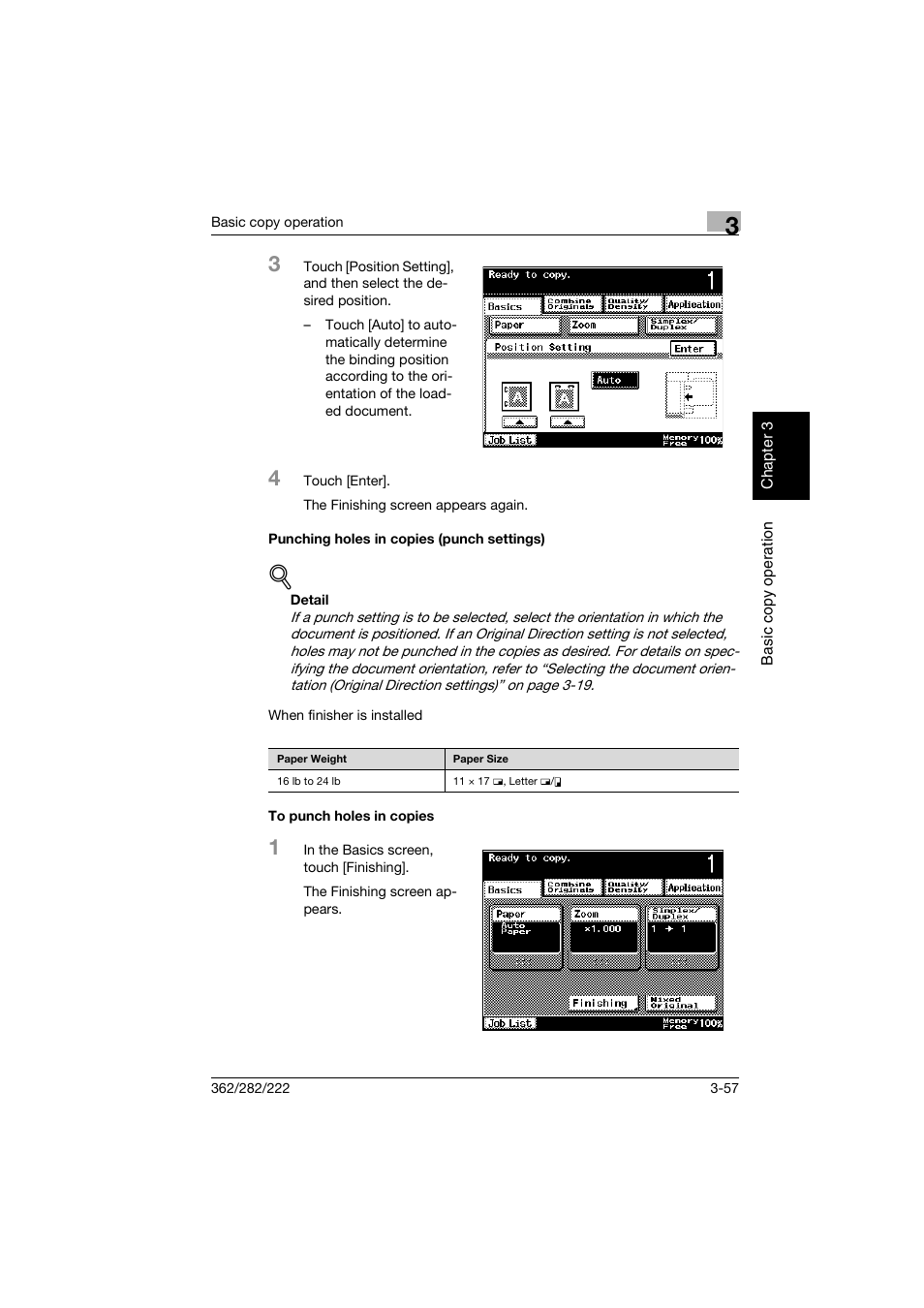 Punching holes in copies (punch settings), To punch holes in copies | Konica Minolta bizhub 282 User Manual | Page 172 / 424