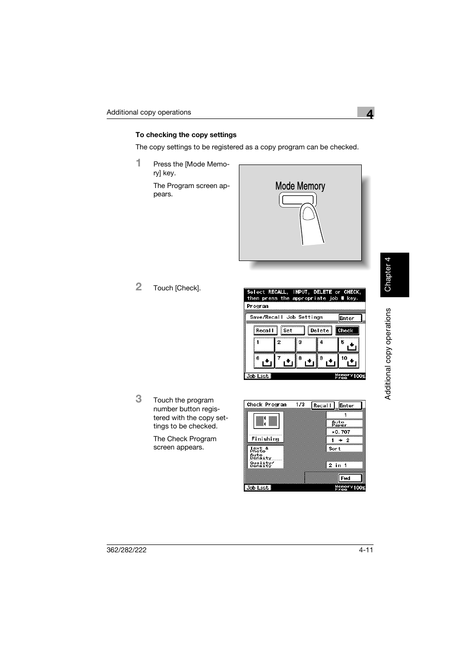 To checking the copy settings, To checking the copy settings -11 | Konica Minolta bizhub 282 User Manual | Page 190 / 424