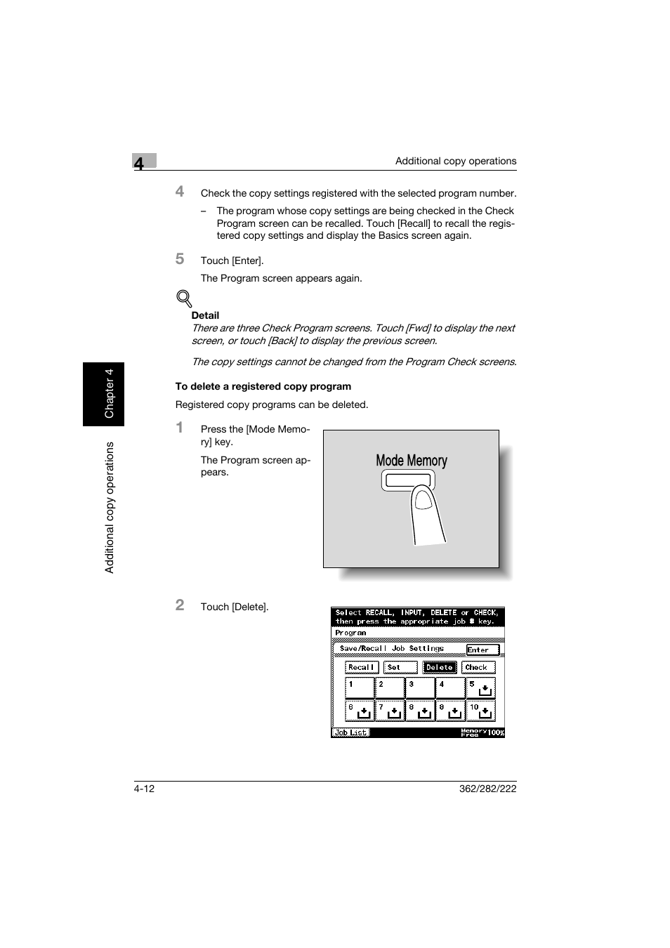 To delete a registered copy program, To delete a registered copy program -12 | Konica Minolta bizhub 282 User Manual | Page 191 / 424