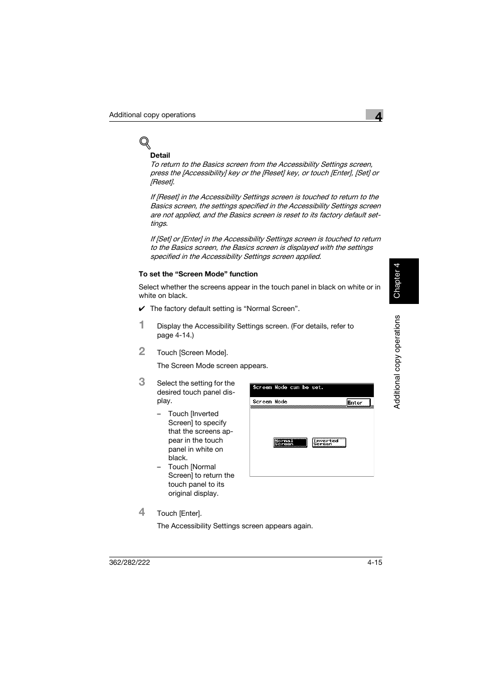 To set the “screen mode” function, To set the “screen mode” function -15 | Konica Minolta bizhub 282 User Manual | Page 194 / 424