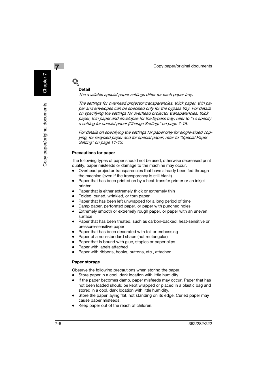 Precautions for paper, Paper storage, Precautions for paper -6 paper storage -6 | Konica Minolta bizhub 282 User Manual | Page 257 / 424