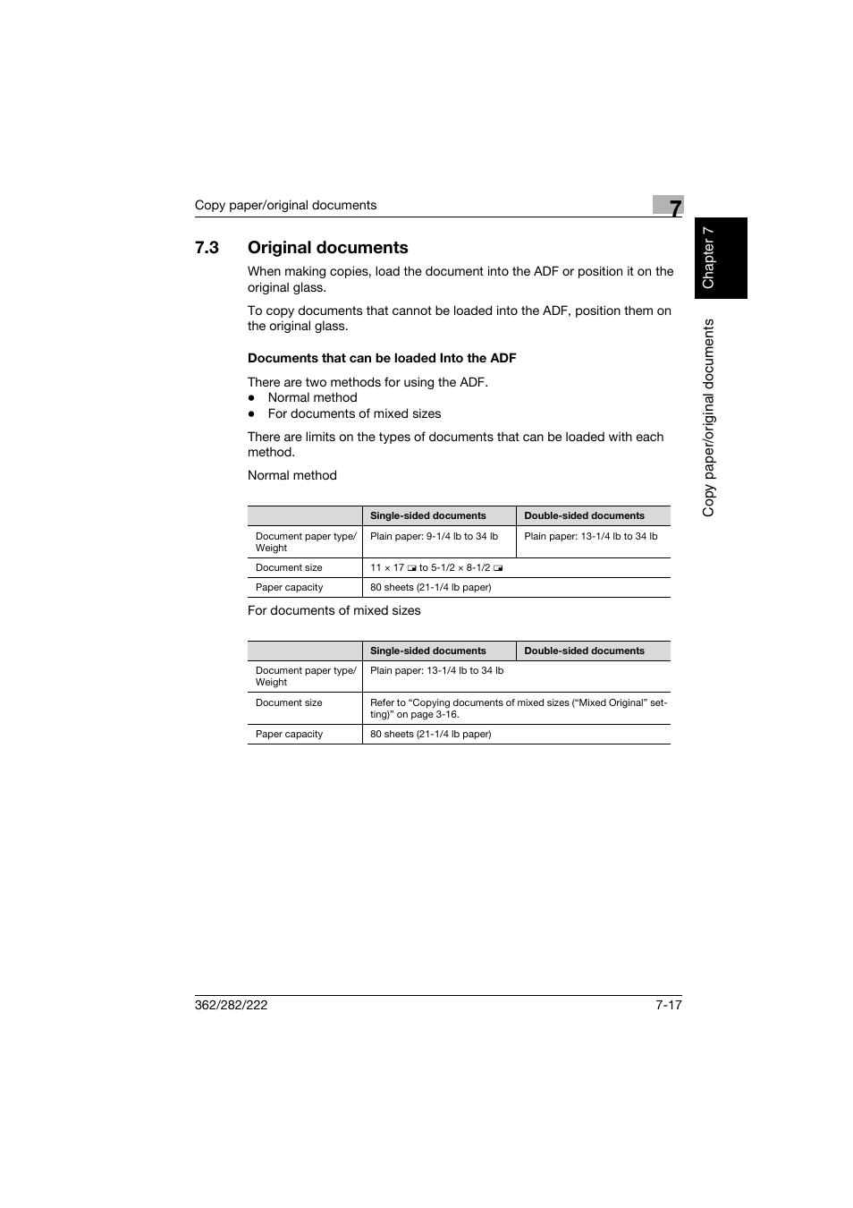 3 original documents, Documents that can be loaded into the adf, Original documents -17 | Documents that can be loaded into the adf -17 | Konica Minolta bizhub 282 User Manual | Page 268 / 424