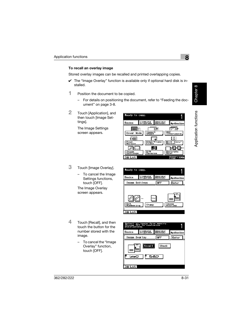 To recall an overlay image, To recall an overlay image -31 | Konica Minolta bizhub 282 User Manual | Page 302 / 424