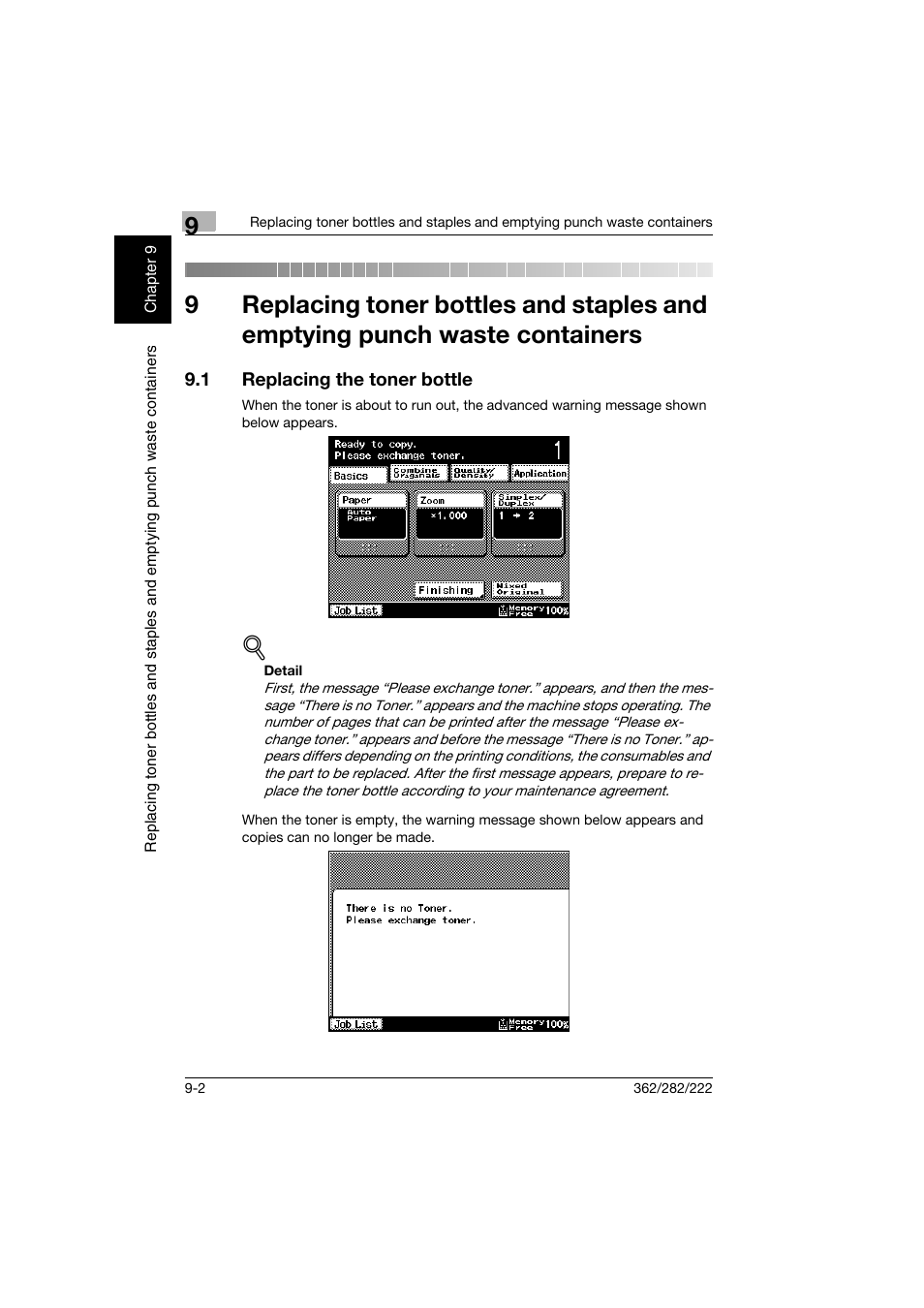 1 replacing the toner bottle, Replacing the toner bottle -2 | Konica Minolta bizhub 282 User Manual | Page 309 / 424