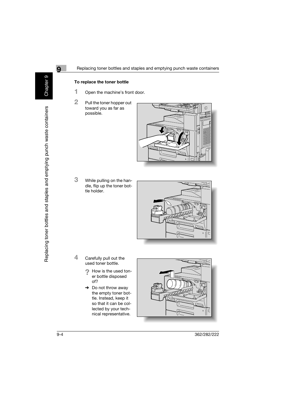 To replace the toner bottle, To replace the toner bottle -4 | Konica Minolta bizhub 282 User Manual | Page 311 / 424