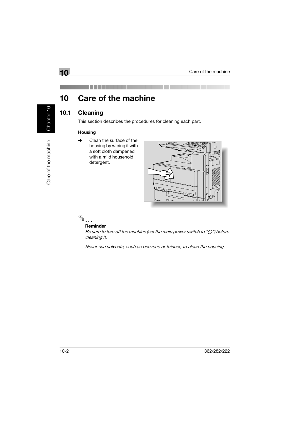 10 care of the machine, 1 cleaning, Housing | Cleaning -2, Housing -2 | Konica Minolta bizhub 282 User Manual | Page 335 / 424