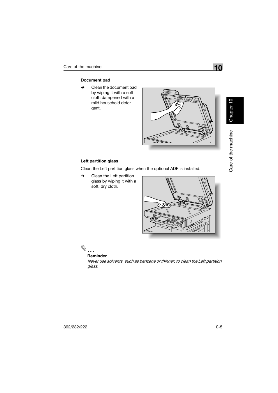 Document pad, Left partition glass, Document pad -5 left partition glass -5 | Konica Minolta bizhub 282 User Manual | Page 338 / 424