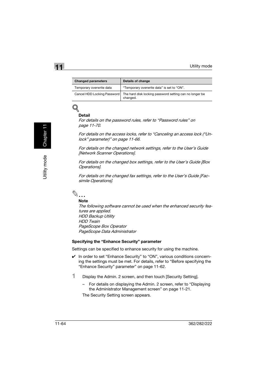 Specifying the “enhance security” parameter, Specifying the “enhance security” parameter -64 | Konica Minolta bizhub 282 User Manual | Page 405 / 424