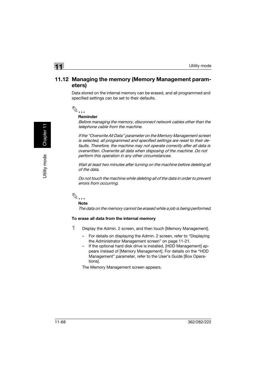 To erase all data from the internal memory, To erase all data from the internal memory -68 | Konica Minolta bizhub 282 User Manual | Page 409 / 424