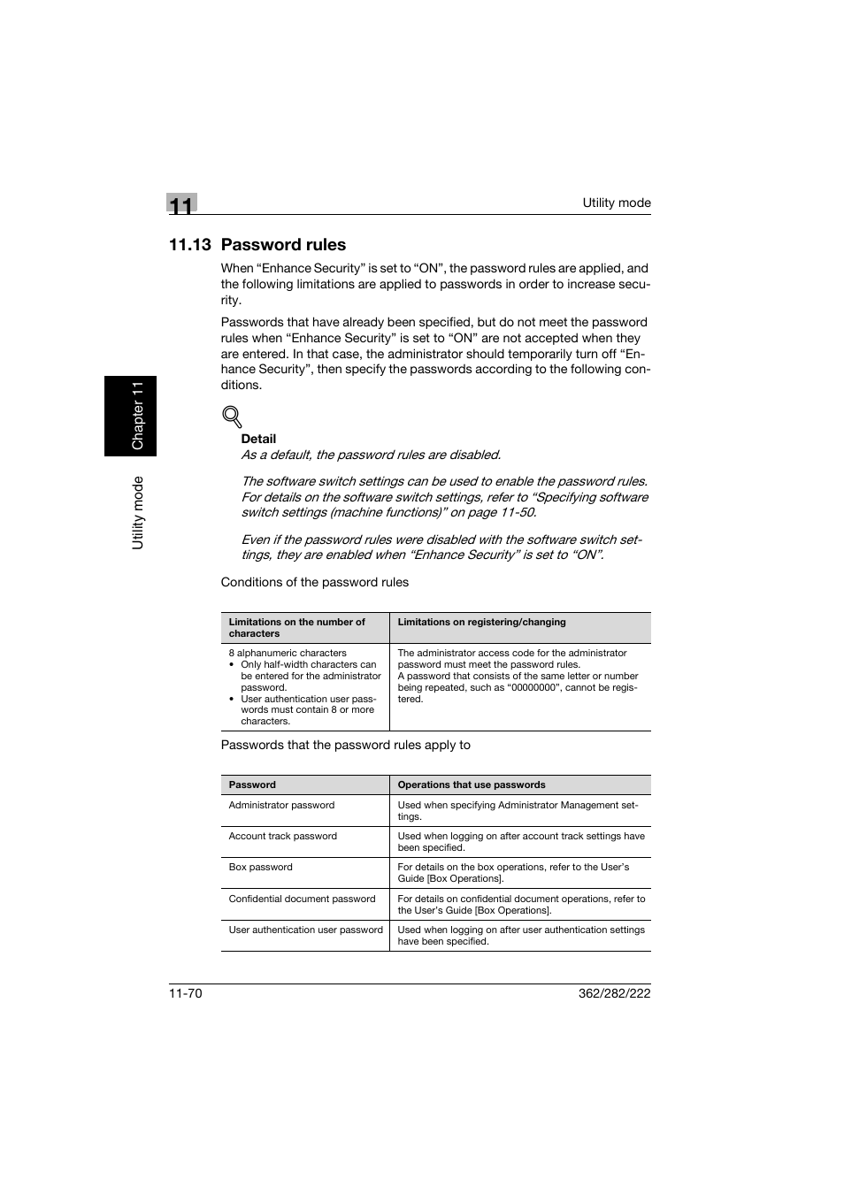 13 password rules, 13 password rules -70 | Konica Minolta bizhub 282 User Manual | Page 411 / 424