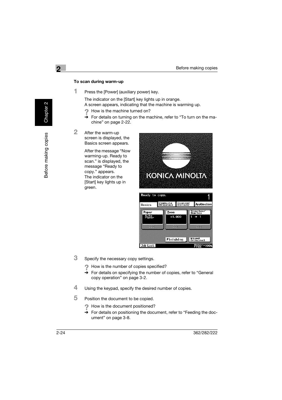 To scan during warm-up, To scan during warm-up -24 | Konica Minolta bizhub 282 User Manual | Page 73 / 424