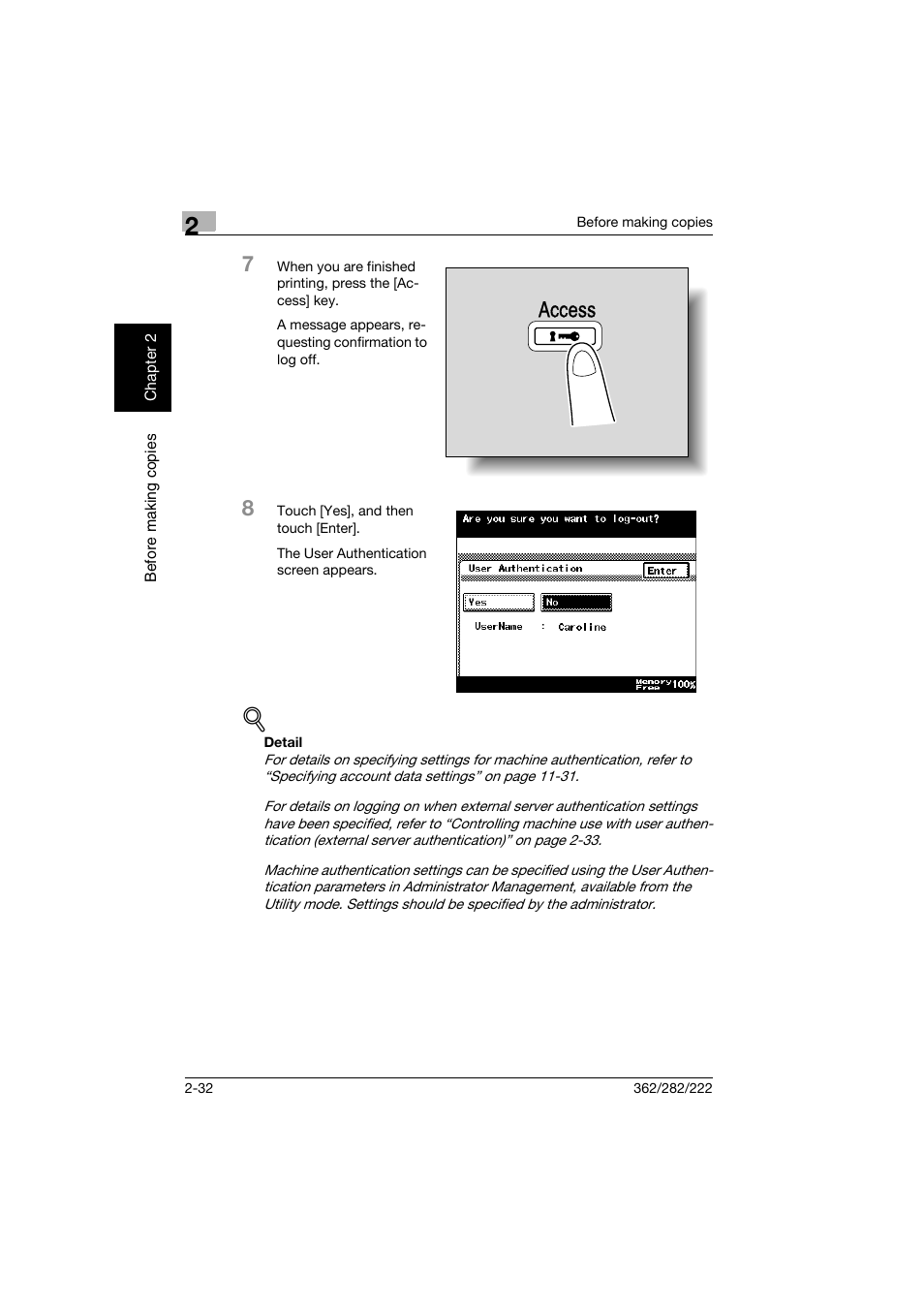 Access | Konica Minolta bizhub 282 User Manual | Page 81 / 424