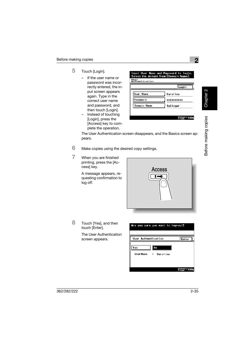 Access | Konica Minolta bizhub 282 User Manual | Page 84 / 424