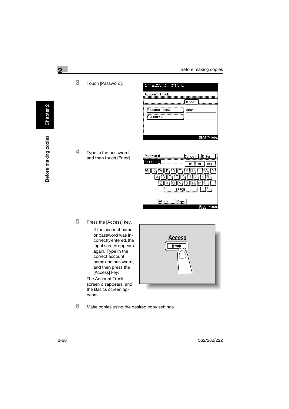 Access | Konica Minolta bizhub 282 User Manual | Page 87 / 424