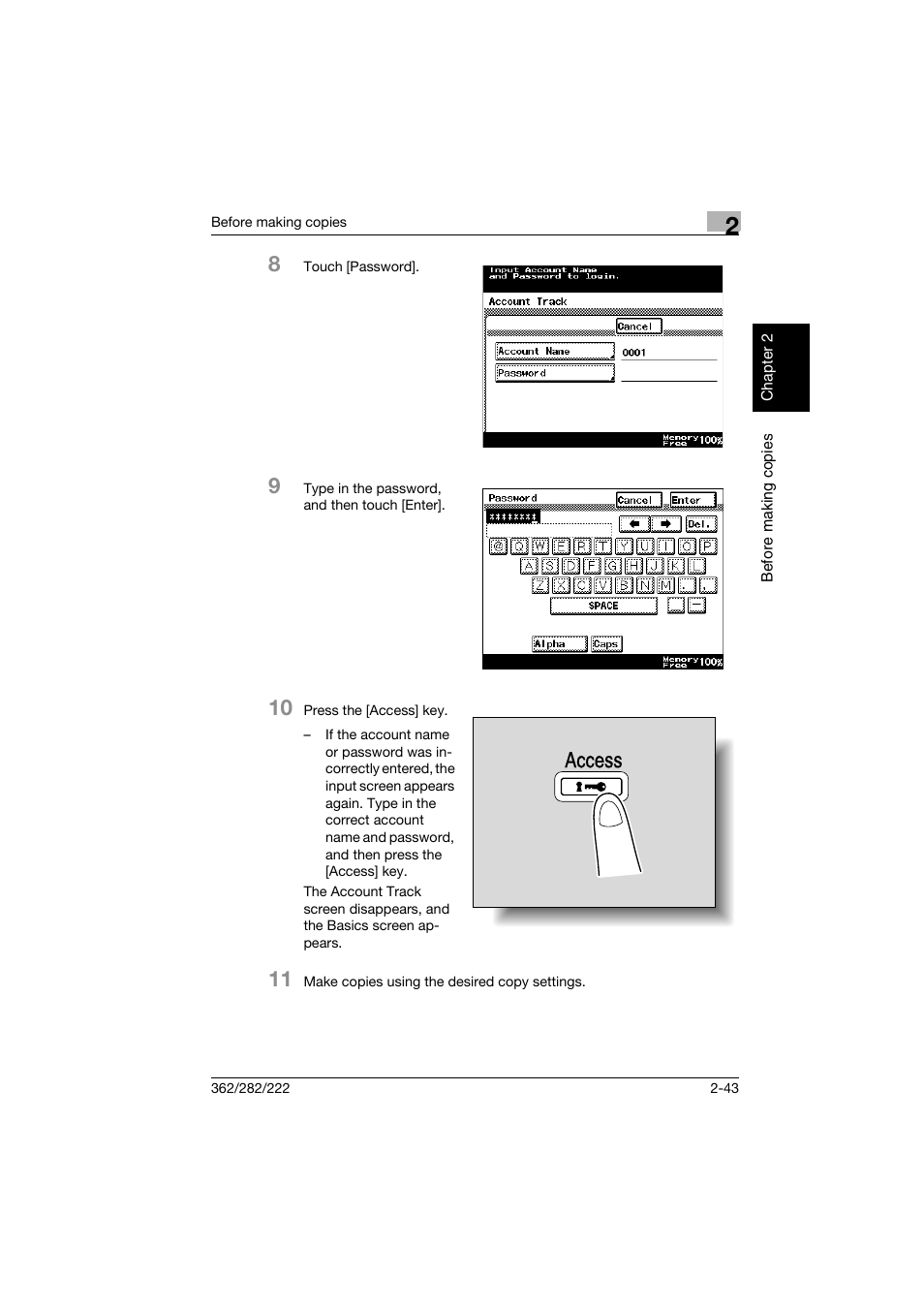 Access | Konica Minolta bizhub 282 User Manual | Page 92 / 424