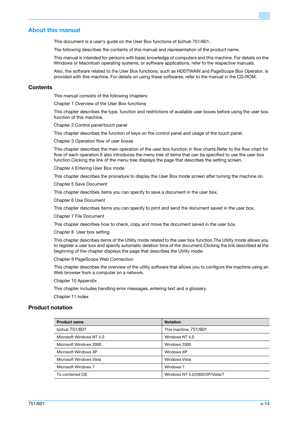 Konica Minolta bizhub 751 User Manual | Page 15 / 238