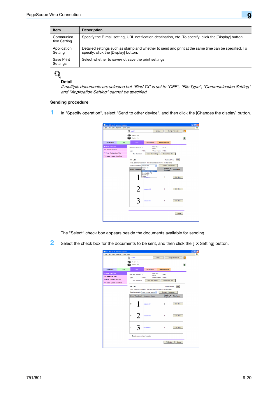 Sending procedure, Sending procedure -20 | Konica Minolta bizhub 751 User Manual | Page 210 / 238