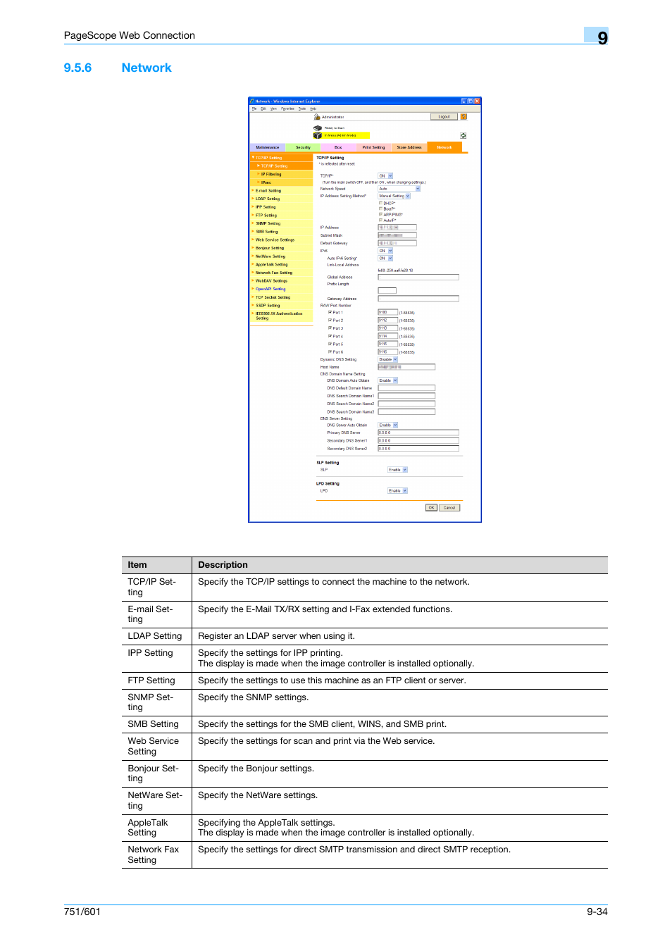 6 network, Network -34 | Konica Minolta bizhub 751 User Manual | Page 224 / 238