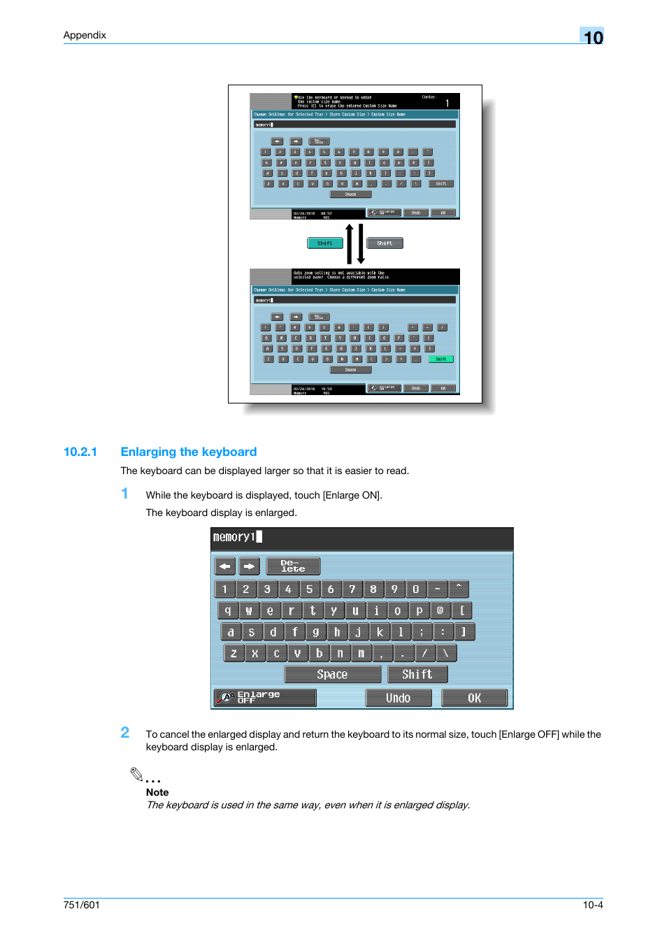1 enlarging the keyboard, Enlarging the keyboard -4 | Konica Minolta bizhub 751 User Manual | Page 229 / 238