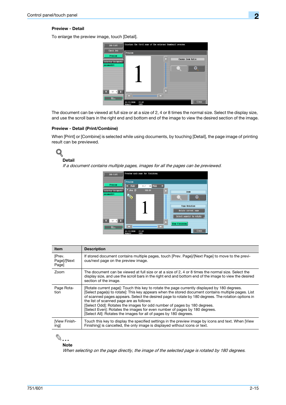 Preview - detail, Preview - detail (print/combine) | Konica Minolta bizhub 751 User Manual | Page 47 / 238