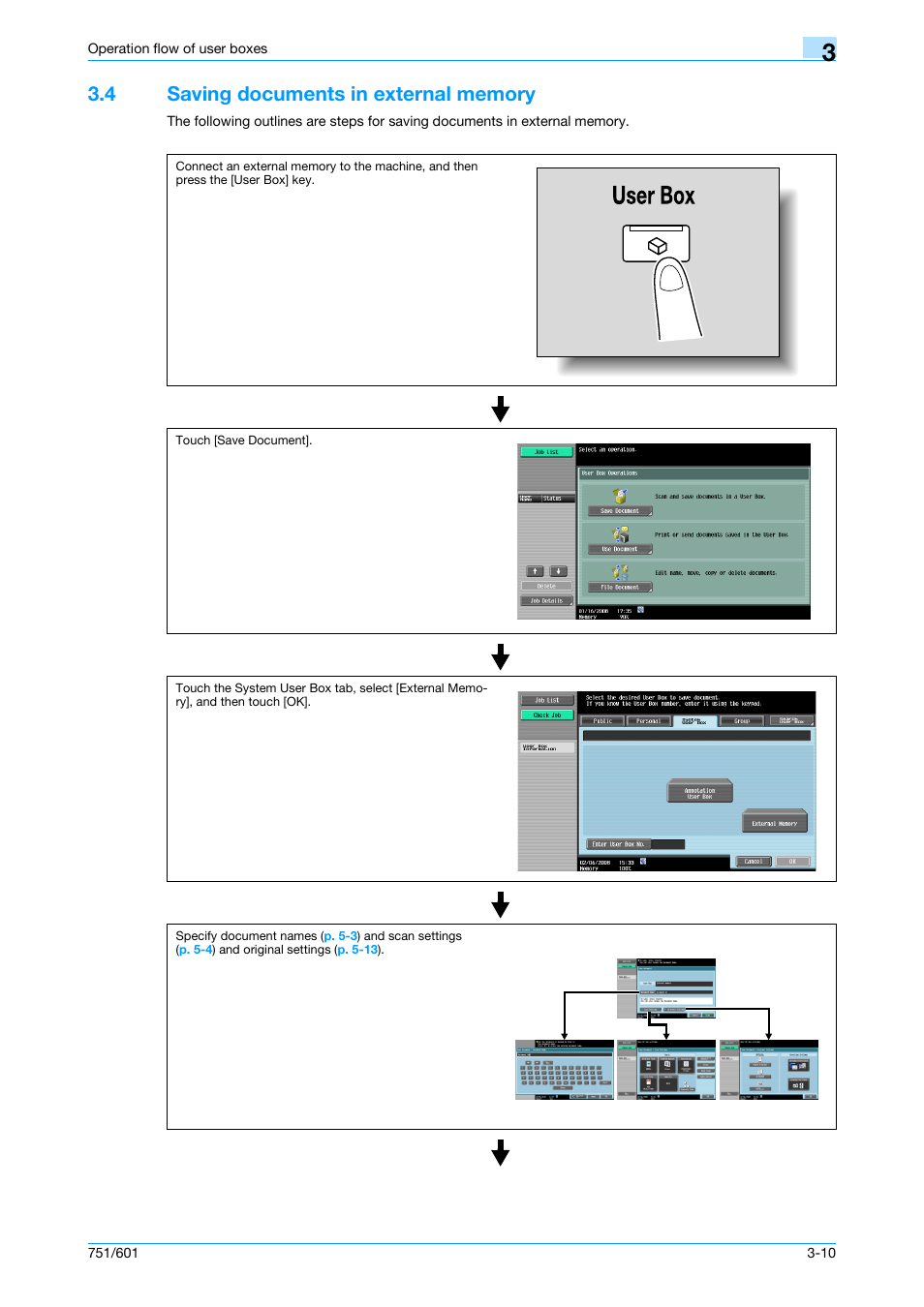 4 saving documents in external memory, Saving documents in external memory -10 | Konica Minolta bizhub 751 User Manual | Page 58 / 238