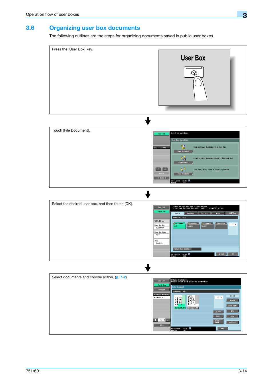 6 organizing user box documents, Organizing user box documents -14 | Konica Minolta bizhub 751 User Manual | Page 62 / 238