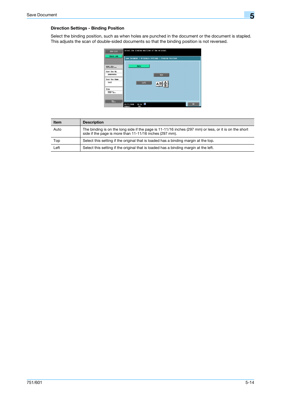 Direction settings - binding position, Direction settings - binding position -14, P. 5-14 | Konica Minolta bizhub 751 User Manual | Page 90 / 238