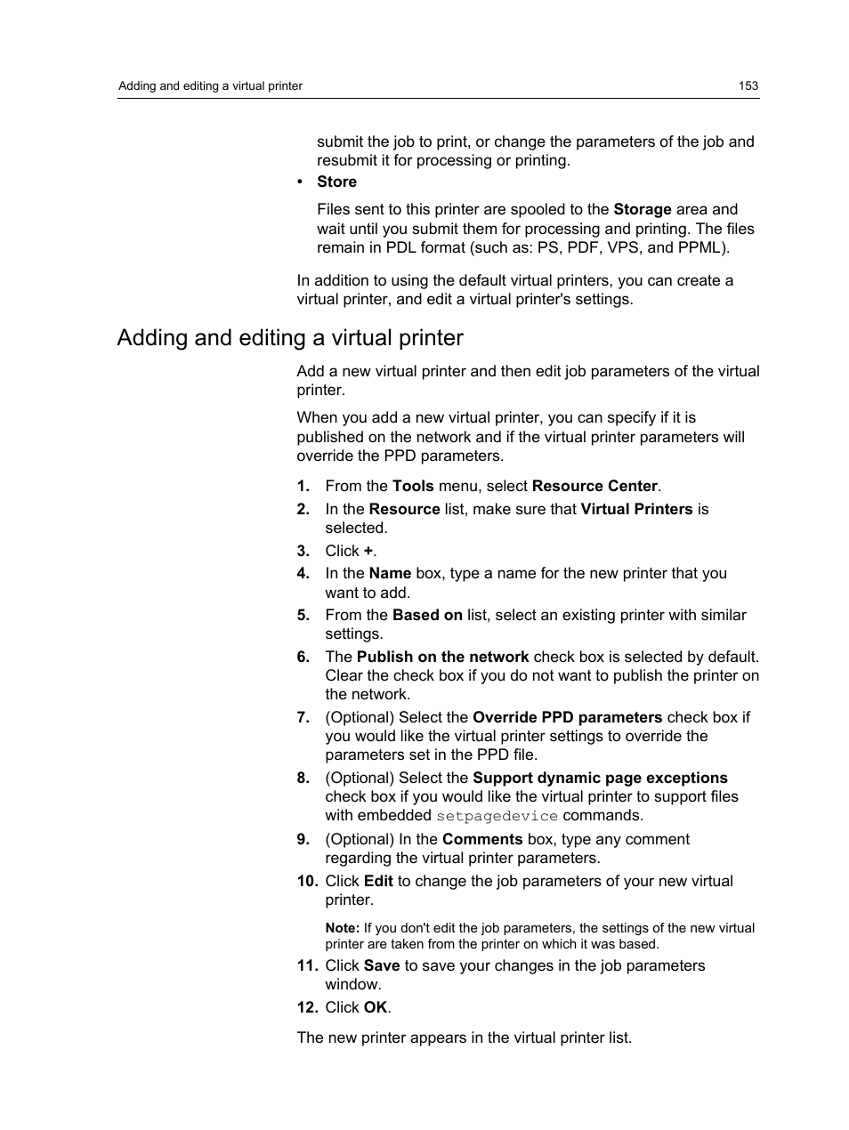Adding and editing a virtual printer | Konica Minolta bizhub PRESS C7000 User Manual | Page 163 / 218
