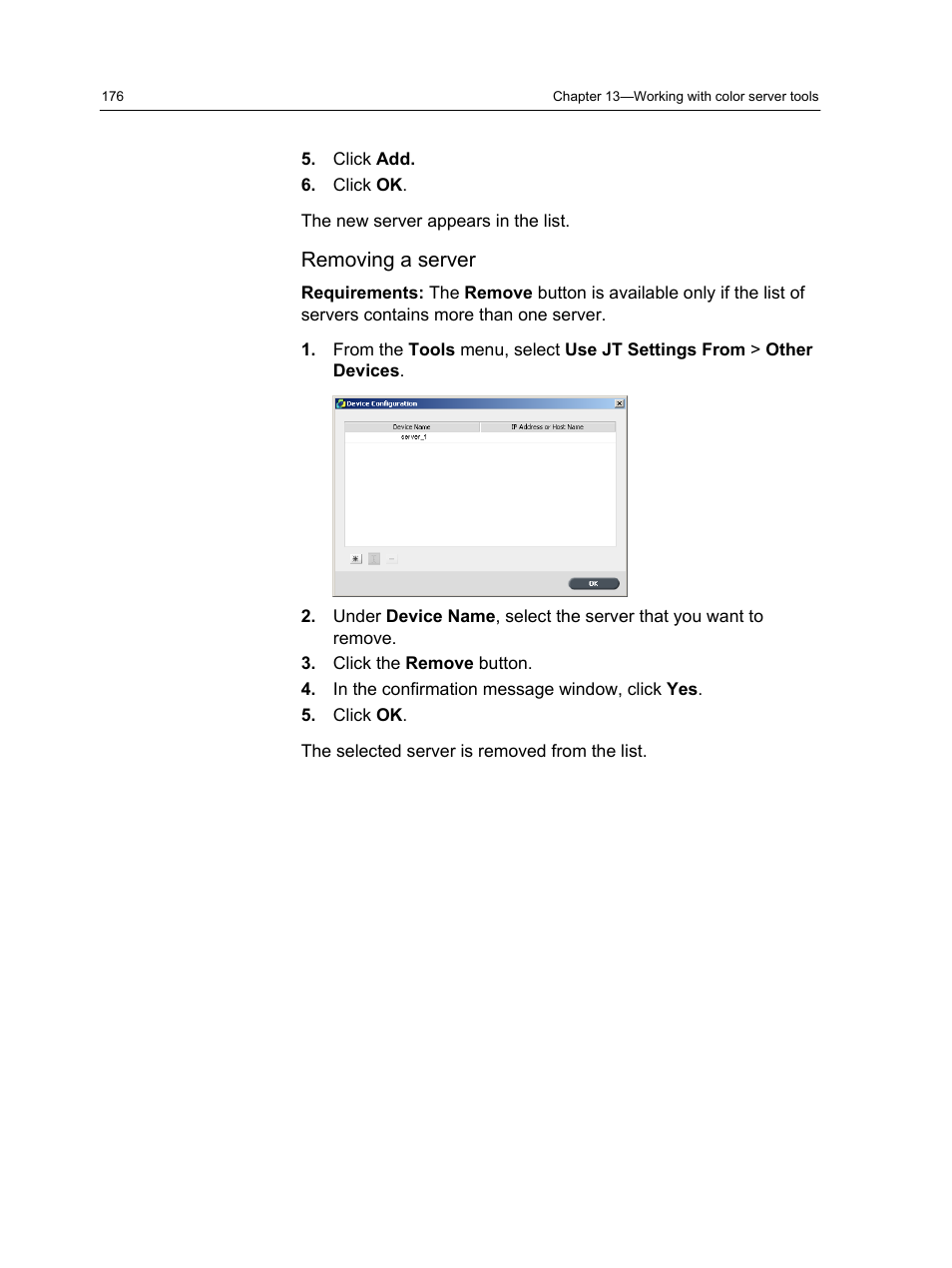 Removing a server | Konica Minolta bizhub PRESS C7000 User Manual | Page 186 / 218