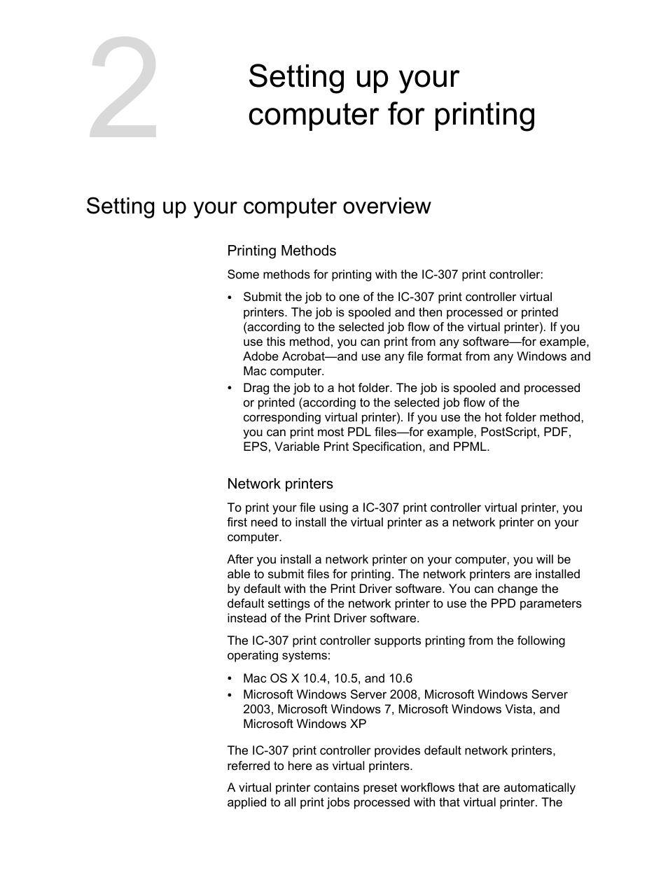 Setting up your computer for printing, Setting up your computer overview | Konica Minolta bizhub PRESS C7000 User Manual | Page 19 / 218