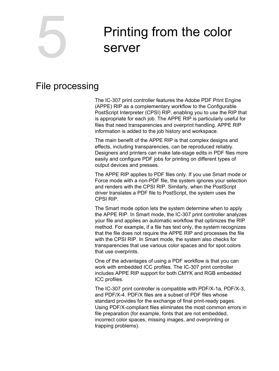 Printing from the color server, File processing | Konica Minolta bizhub PRESS C7000 User Manual | Page 37 / 218