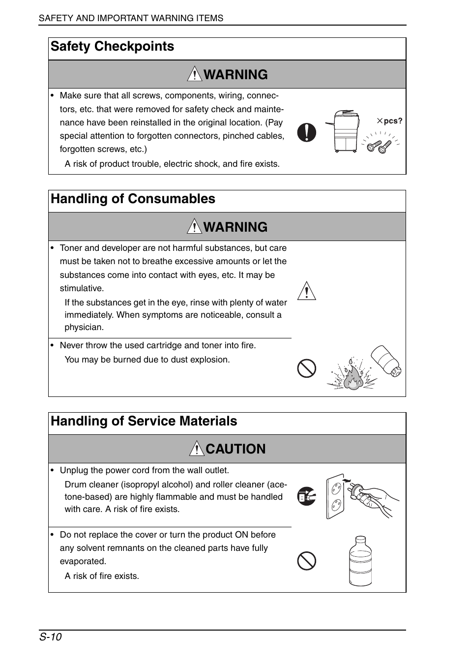 Handling of service materials caution | Konica Minolta BIZHUB C652DS User Manual | Page 13 / 33