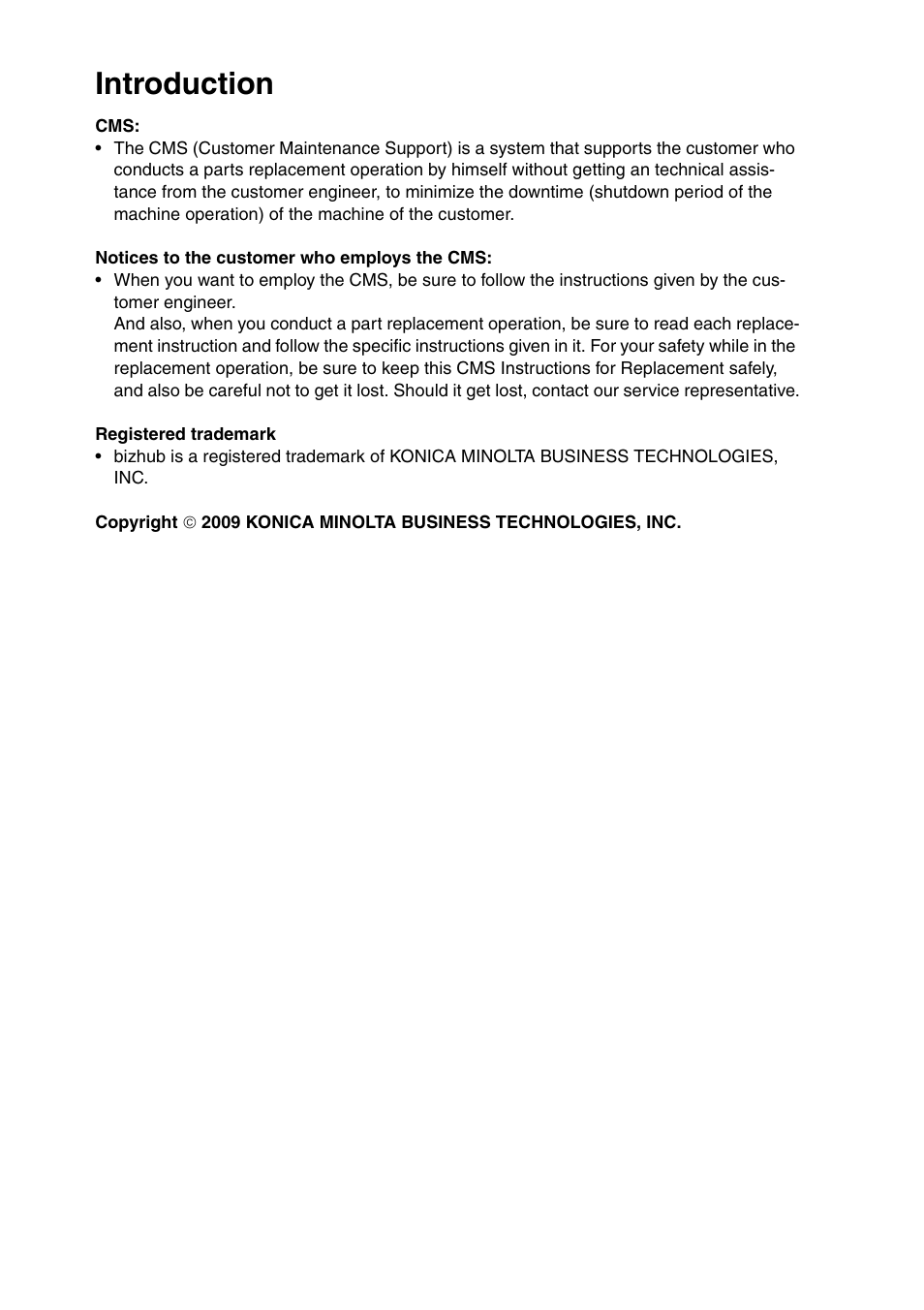 Introduction | Konica Minolta BIZHUB C652DS User Manual | Page 2 / 33