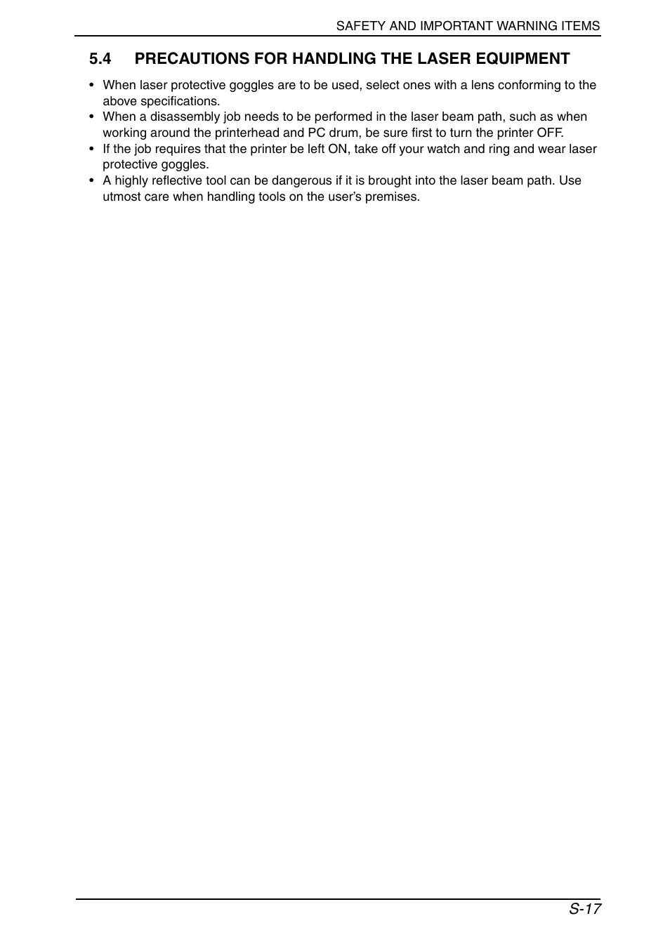 4 precautions for handling the laser equipment | Konica Minolta BIZHUB C652DS User Manual | Page 20 / 33