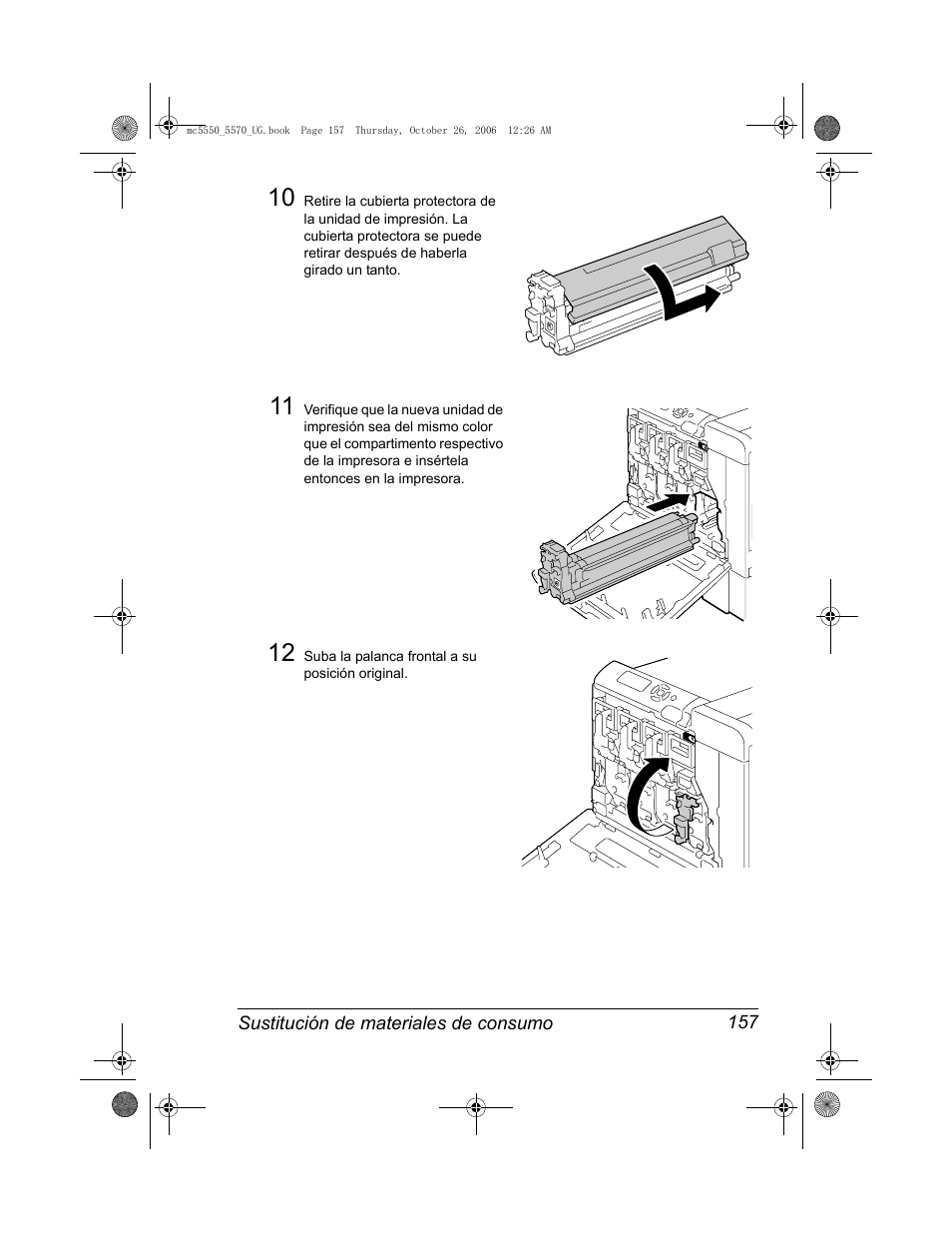 Sustitución de materiales de consumo 157 | Konica Minolta magicolor 5550 User Manual | Page 171 / 304