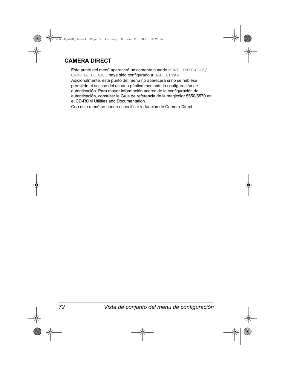 Camera direct, Camera direct 72 | Konica Minolta magicolor 5550 User Manual | Page 86 / 304