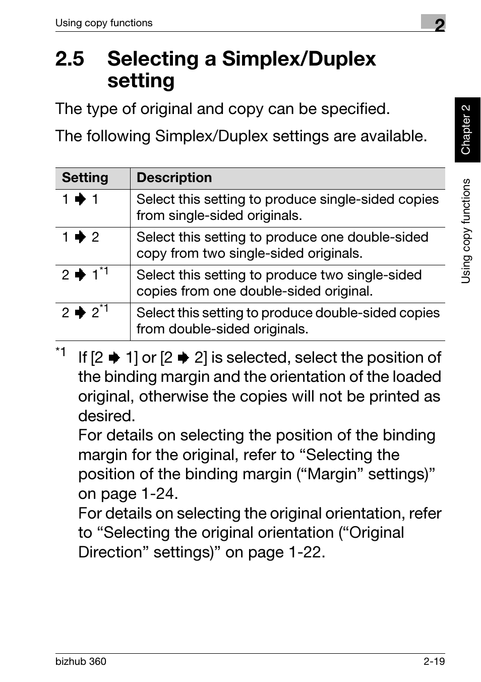 5 selecting a simplex/duplex setting, 5 selecting a simplex/duplex setting -19 | Konica Minolta bizhub 360 User Manual | Page 57 / 152
