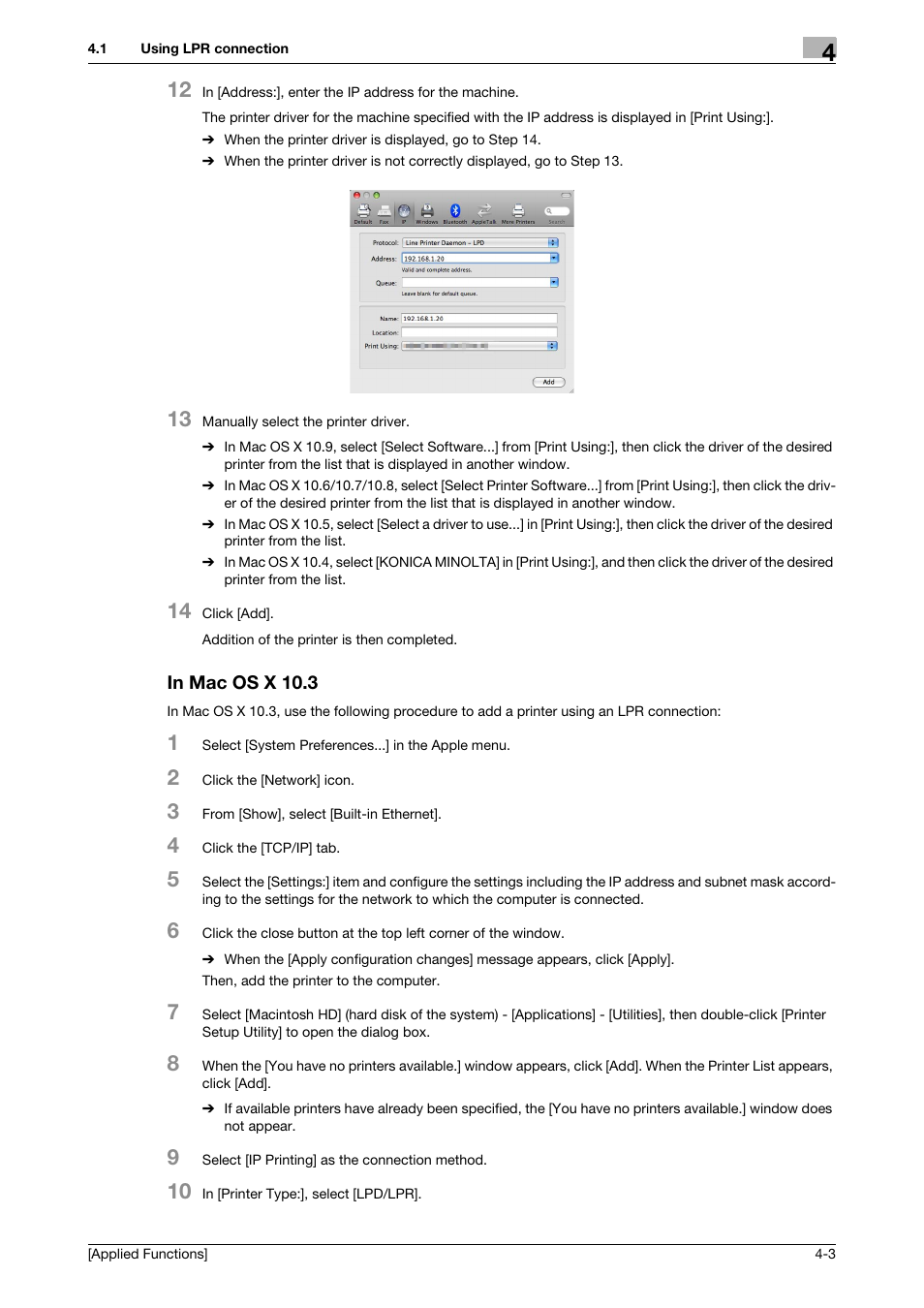 In mac os x 10.3, In mac os x 10.3 -3 | Konica Minolta bizhub C3350 User Manual | Page 130 / 153