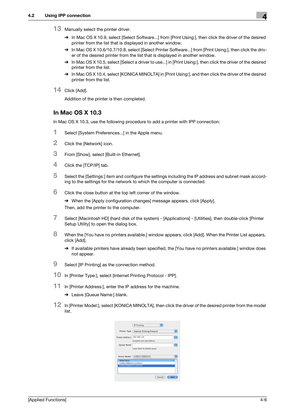 In mac os x 10.3, In mac os x 10.3 -6 | Konica Minolta bizhub C3350 User Manual | Page 133 / 153