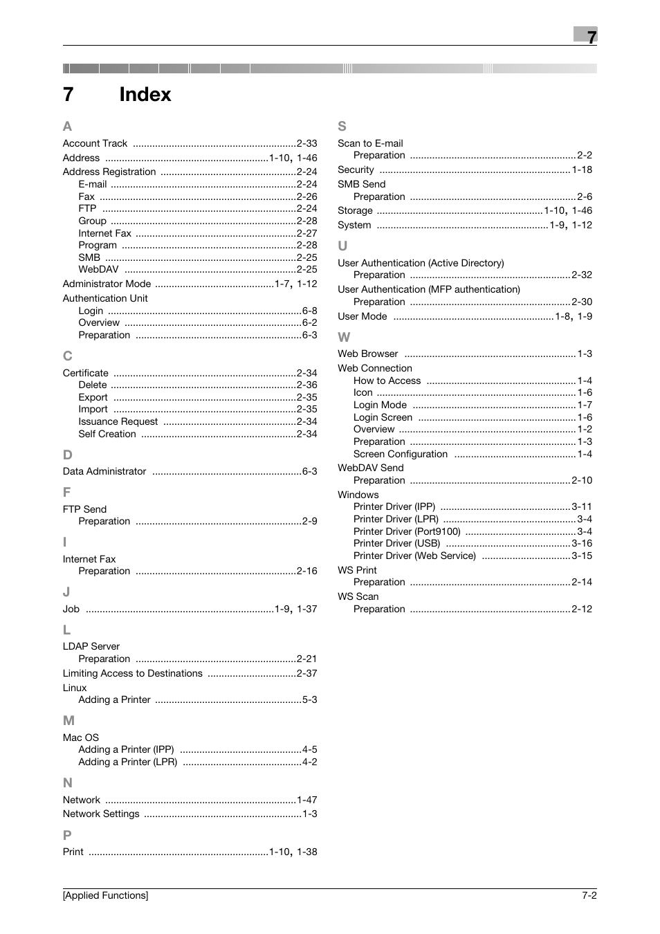 7 index, Index, 7index | Konica Minolta bizhub C3350 User Manual | Page 152 / 153