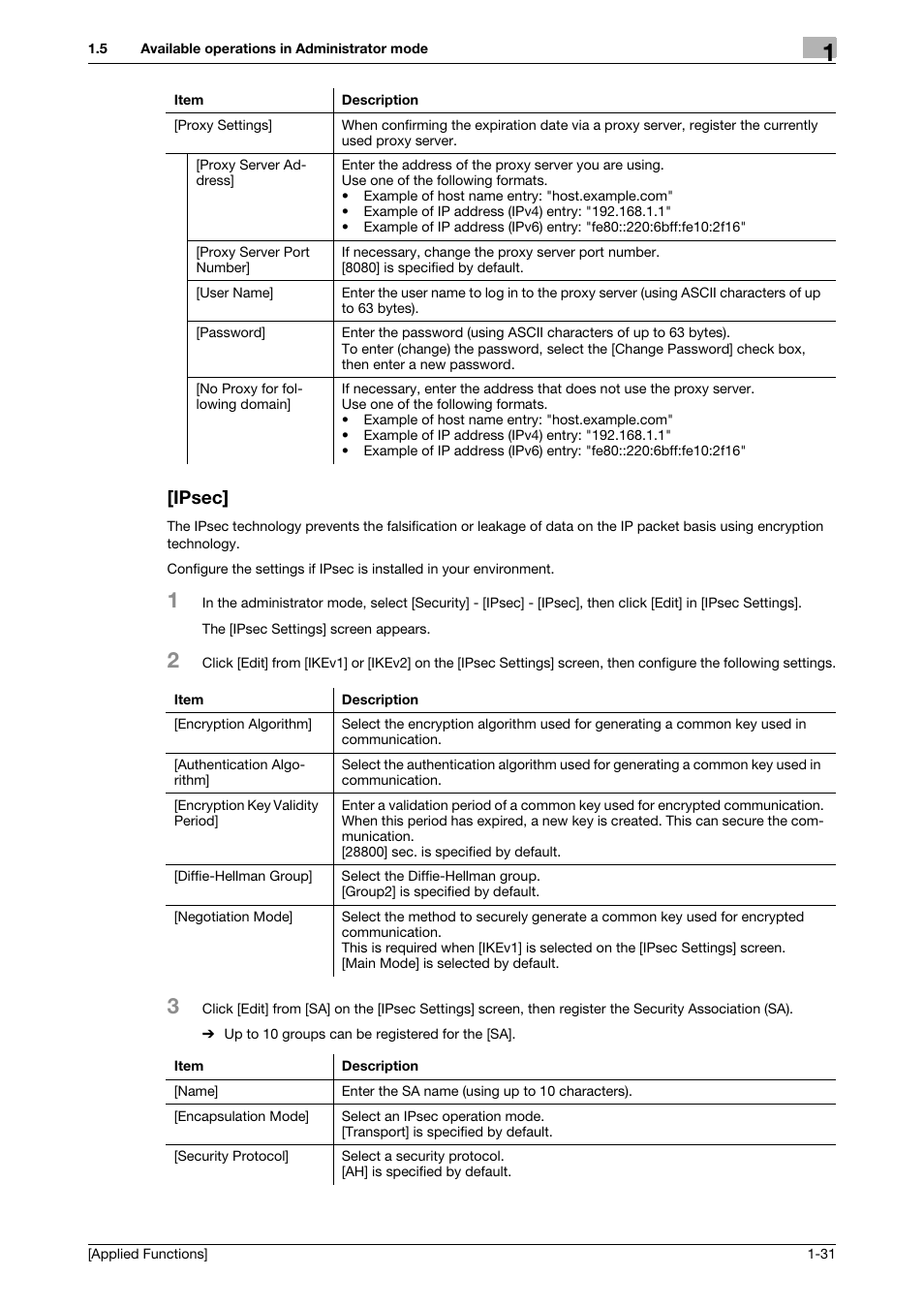 Ipsec, Ipsec] -31 | Konica Minolta bizhub C3350 User Manual | Page 37 / 153