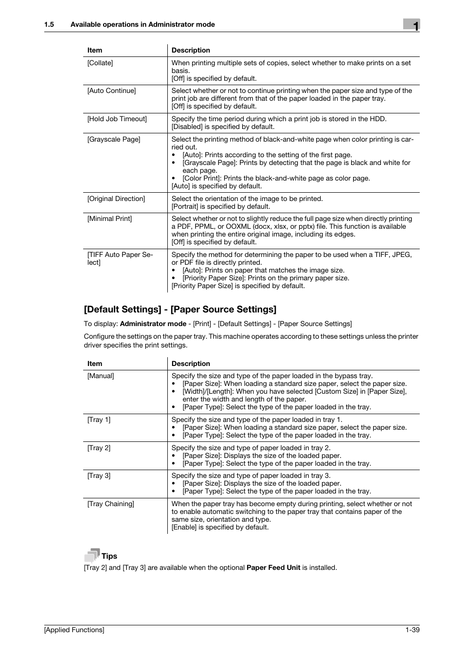 Default settings] - [paper source settings, Default settings] - [paper source settings] -39 | Konica Minolta bizhub C3350 User Manual | Page 45 / 153