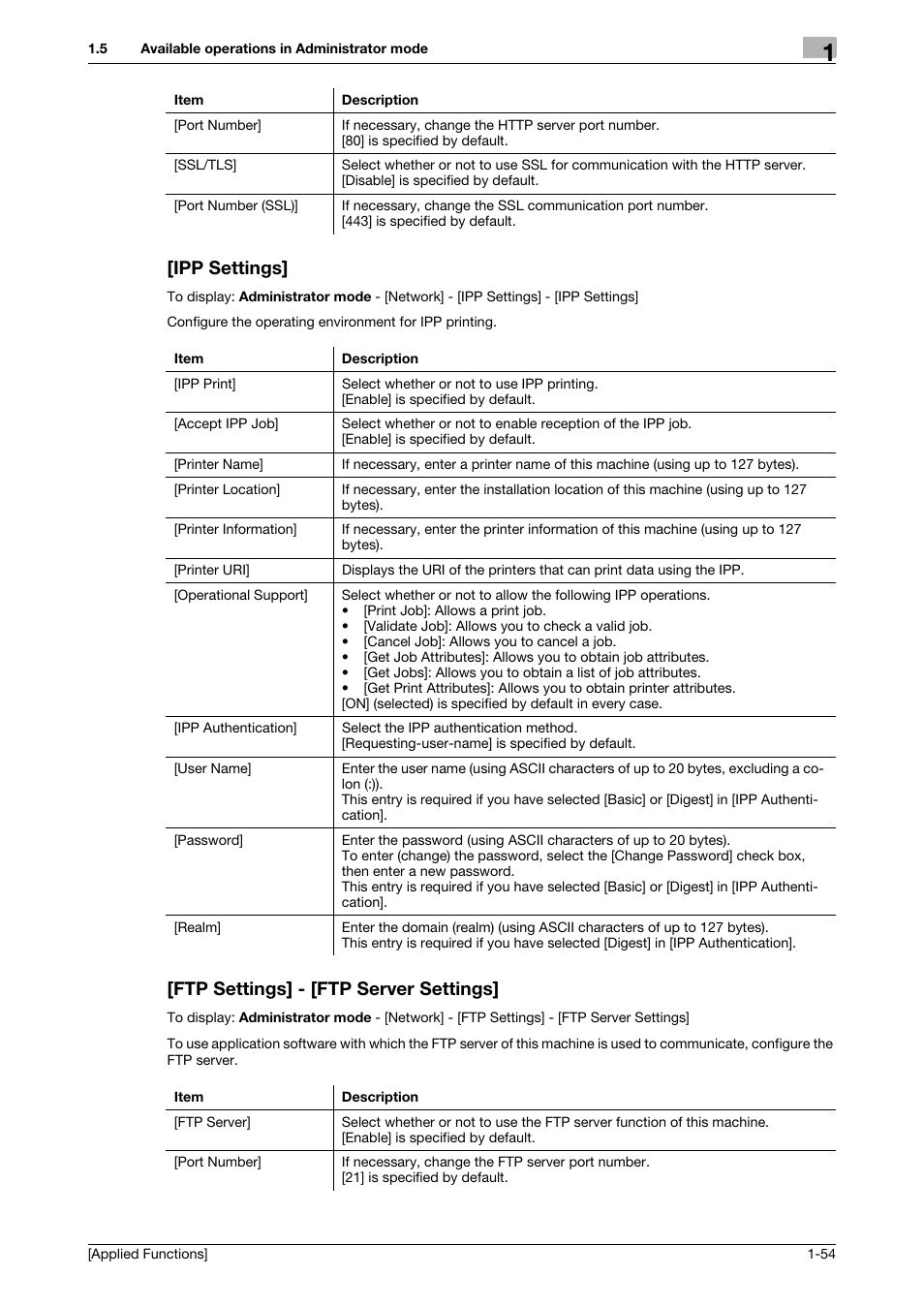 Ipp settings, Ftp settings] - [ftp server settings | Konica Minolta bizhub C3350 User Manual | Page 60 / 153