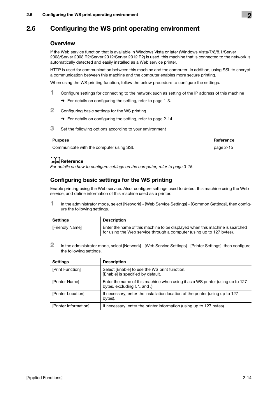 6 configuring the ws print operating environment, Overview, Configuring basic settings for the ws printing | Konica Minolta bizhub C3350 User Manual | Page 82 / 153