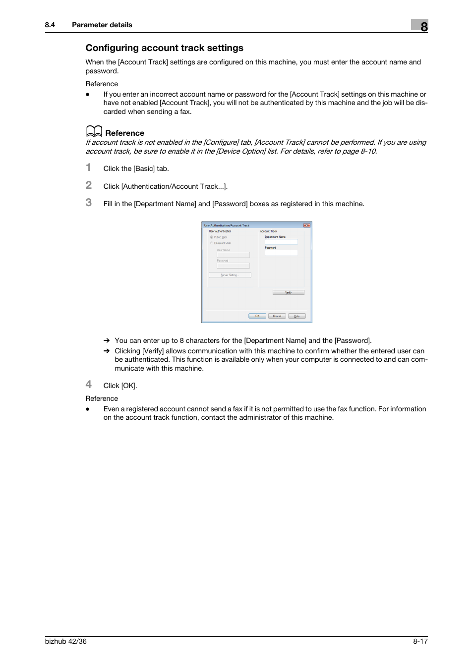 Configuring account track settings, Configuring account track settings -17 | Konica Minolta bizhub 36 User Manual | Page 112 / 195