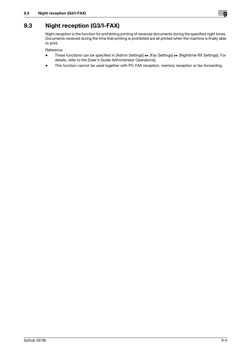 3 night reception (g3/i-fax), Night reception (g3/i-fax) -4 | Konica Minolta bizhub 36 User Manual | Page 124 / 195